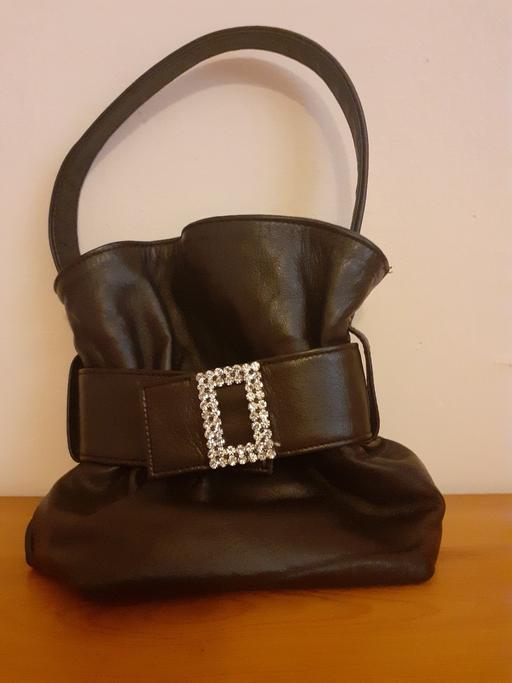 Buy & Sell Hampshire Havant - Photos for SMALL BLACK LEATHER HANDBAG/ DIAMANTE BUCKLE