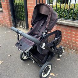 Bugaboo donkey for sale. Slight sun damage to hoods but easily replaced. General wear and tear but in perfect working order. Also have the carrycot x1 and rain cover. Can deliver if needed