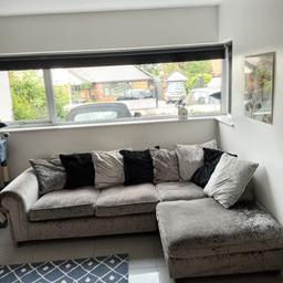 Grey corner couch for sale, would be great for a refurbishment as has 2 holes underneath seating cushions.

Collection only.