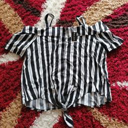 black and white stripped tie bottom shirt top. off the shoulder with spaghetti straps. brand new with tags. from select. size 18