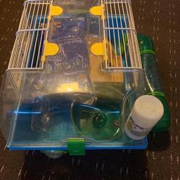 Hamster cage inc water bottle, food tray, bed & bedding material, spare tunnel and clips etc, wooden toy too. Paid well over asking price just want it out of the way collection only..