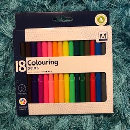 18 fibre tips, colouring pens. New.