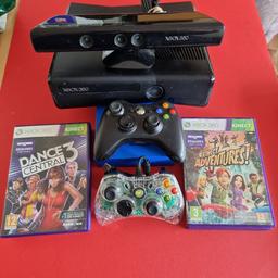 Xbox 360 Slim With Kinect & 6 Games 2x Controllers, 
last Dance 3, Disneyland, kinectimals, Harry Potter, Kinect Adventures, Dance Central 3, 
Good Condition Working Fine,