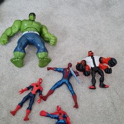 hulk makes sounds
ben 10 4 arms lights and sounds
2 of the spider man do actions
pet and smoke free home
immaculate condition
price is cheap due to wanting a quick sale