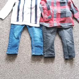 Boys 2 outfits 12-18 months Next
2 tops 2 jeans 1 black 1 blue
All in very good condition. Been worn a few times

All offers considered