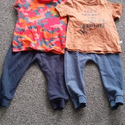Boys 2 outfits 12-18 months 
2 joggers 2 t-shirts from Next, George, F&F
1 joggers has a faint stain on the front
All in good condition. Been worn few times

All offers considered