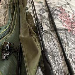 2 Sonik Vader X - 12 foot carp rods(2.75 test curve) mint condition minimal wear.. 2 Sonik Vader X 5000 reels 2 spare spools all loaded 10lb & 12lb xlnt camo line mint condition ready too go.. kodex 1.1-2 metre landing net handle & a fox fx two rod hold all.. selling all together.. thanks for looking..