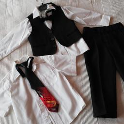 Anzug komplett Set
Gr. 92
Hose, Hemd lang weiß, Hemd kurz weiß, Gilet, Kravatte und Fliege
Für Taufe, Hochzeit, Erstkommunion, Geburtstag,.. ...