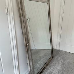 Silver mirror. Some marks on mirror and frame as shown in pictures. Longest side of mirrors is 119.5cm and shortest side is approx 79.5cm. Can collect or we can deliver if local.