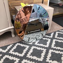 3 colours mirror wall clock bronze Smokey grey and silver. 50 cm diameter. -pick up only LN121BE mablethorpe