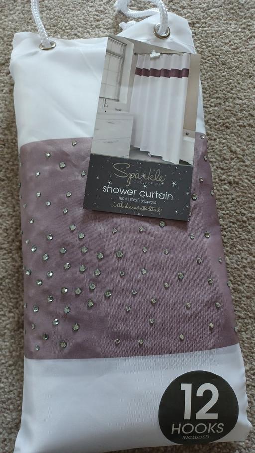 Buy & Sell Merseyside Knowsley - Photos for Shower curtain. white/mauve/diamanté. New