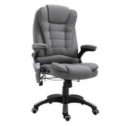Specification:

Colour: Grey
Max Load: 120kg.
Overall Dimension: 67L x 67W x 116-126H cm
Recling Size:67W x 85D x 106-116H cm
Armrest Height: 70-80cm (to the ground)
Seat Size: 52W x 46D cm
Seat Height: 53-63cm
Material: Burlap(100% polyester), sponge, PU (wheel), nylon (foot)
Input: AC100-240V, 50-60Hz
Output: 12W