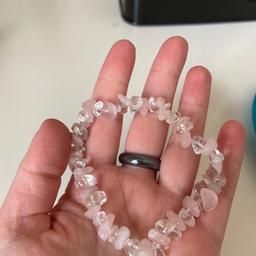 handmade clear quartz and rose quartz chip bracelet
loads of other crystal chip bracelets available