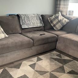 Grey corner sofa from DFS as pictured. Great condition, only a couple of years old. There is a hole on the base of the sofa but does not affect use and cannot be seen. Cushions not included. Collection only. No offers