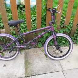 Custom stunt bmx in purple n black with stunt pegs all breaks work perfect just had new inner tubes really gud condition 80 ono collection only work suit young kid