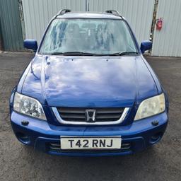 TRADE SALE!

HONDA CR-V ES AUTO, 
2.0 PETROL, 
AUTOMATIC, 
ESTATE, 
BLUE, 
1999. 

STARTS AND DRIVES, 
MILEAGE: 151454, 
MOT: 2ND OCTOBER 2022, 
NO LOGBOOK. 

FOR FURTHER INFORMATION PLEASE CALL US ON 01902 457 171.
