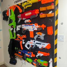 Selling for my son
The whole nerf wall including the hooks and the accessories you can see wall stickers not included (although I have the black and yellow tape u can have)
9 different nerf guns
1 crossbow
1 nerf jacket
Assortment of different bullets
Bows for the crossbow
Plastic knife
4 nerf gun add ons
4 black back boards
Mix of hooks
Any questions pls ask
Pet and smoke free home