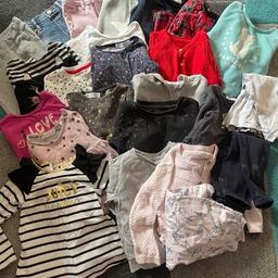 Warm clothes for girl 2-3 years old. Some of the clothes were hardly worn but few has stains.
4 trousers, 8 dresses, 11 tops and 1 pyjama