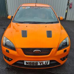 Here we have a Ford Focus st225 in electric orange, 2.5 Petrol, 6 speed manual, 3 door hatchback, 2005, comes with MOT expiring on the 10th Jan 2022, Mileage: 142756, V5 present, X2 keys, Private plate will also be included.

Drives Great, this vehicle does have age related marks i.e paint peel on spoiler and door strips which is common on these cars 
also rust spot on quarter, other than that its clean does have stone chips as you would expect with age of car.

Features/ modifications include of:

ALLOY WHEELS POWDER COATED GLOSS BLACK WITH ORANGE FLAKES 
AIRTEK INTERCOOLER 
RAM AIR INDUCTION KIT 
FORGE RECIRC VALVE 
3" EXHAUST SYSTEM FROM THE TURBO BACK to 4"tips 
WINDOW TINTS  (LEGAL)
BONNET VENTS 
SMOKED FRONT LIGHTS 
RS STYLE WING BADGES
LOWERING SPRINGS (good ground clearance does not scrape) 
HAS BLOCK MOD DONE WHEN CAMBELT WAS CHANGED  
HAS HAD CAMBELT AND WATERPUMP DONE  (do have invoice to prove this) 
HAS HAD NEW EXPANSION TANK FITTED 
serviced regular with 5W30 Oil.
Does ha
