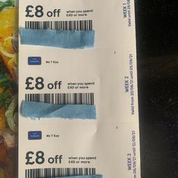 Tesco vouchers worth £24 you can use them online or in store. Collect or I can post to your address.