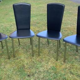 4 x Black Faux Leather Dining Chairs