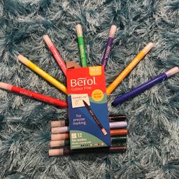 Excellent condition pens, but box is slightly damaged. 12 berol fine colours. Only £2