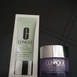 Clinique 7 day scrub cream 15ml
Clinique take the day off cleansing balm 15ml

Both new