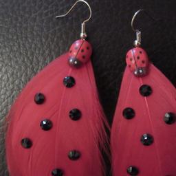 Feather Earrings (£1 per pair) or buy both for £1.50 (BARGAIN!)
Stainless steel hooks, anti-allergy. 1 with lady birds and black crystals, the other 'baby blue' with glitter and genuine Swarovski crystals.
Cash on collection only PR2 Fulwood Preston.