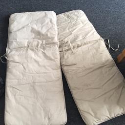 Durable Padded seat covers in beige woven fabric with ties. Removable pads so can be washed. One has some marks on - not sure what; other than that, in great condition
50 cm wide and 120 cm long 