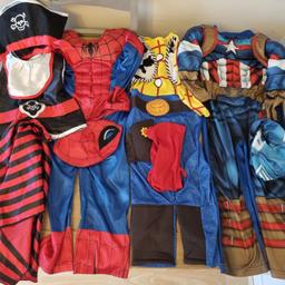 6 costumes age 3-6 years old

Captain America, Spiderman, Pirate, Batman, Minions and Woody - Toy Story.

All in great condition as hardly worn.

collection preferred.