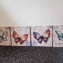 Have set of 4 lovey butterfly canvas  in exerted condition PLEASE NO TIME WASTED PLEASE AND MUST COLLECT framwellgate moor