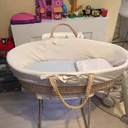 Full Set Moses Basket by Clair de Lune:
 Rocking Stand, Mattress & Moses basket cover

+ 3 x blankets, 5 x mattress sheets, baby shoes.

Smoke and pet free house

Collection LS10 3EE

Can deliver locally