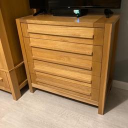 Solid oak wardrobe, chest of drawers and 2 x bedside tables for sale

Good condition

Range is still being sold at M&S 

Selling as a complete set

Collection only.