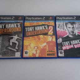 Sony Playstation 2 Tony Hawk Games all in good condition complete with manuals £15
Games include
Tony Hawk Underground
Tony Hawk Underground 2
Tony Hawk American Wasteland
On other sites
Postage Available