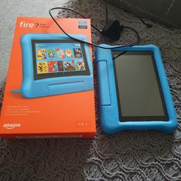 This was the kids edition so it came with a kids protective case and Amazon kids subscription which has now ended but if you were to buy it for a young child (which is what I did) the Amazon kids subscription is about £4 month and gives access to games and videos etc ideal for toddler and young child as a first tablet as you can make a kids profile and have parental controls etc :)

Very good condition comes boxed with charger plug and USB cable.

Collection only Long Eaton no time wasters :)