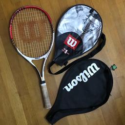 Wilson Roger Federer junior tennis racket 25”
with 2 racket covers 
Racket is used condition 
Covers are good condition