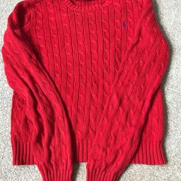 Red cable knit Ralph Lauren jumper size large