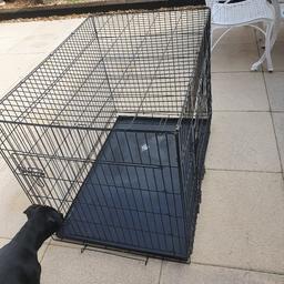 A xl dog crate in used condition but has recently been disinfected with jeyes fluid and jetwashed.Two door openings and dimensions are 42" long 28"wide 31" high.Thanks for looking.No offers.