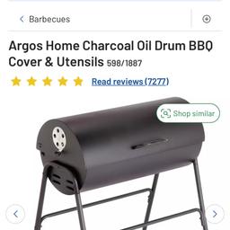 With a cooking surface of 35 x 71cm, this oil drum charcoal BBQ is a great size for garden gatherings of around 10 people. It has an adjustable height for the grill, so you can control the distance between the charcoal and cooking grill and cook your food to perfection. It's also equipped with a chrome plated warming rack, to keep food warm while you cook
Constructed from steel.Warming rack.
Overall size H90, W93, D64.5cm.
Size of cooking area 35 x 71cm.
BBQ Cover.used once has been left in shed