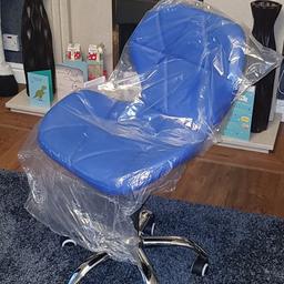 Blue pvc swivel chair on wheels
 light use