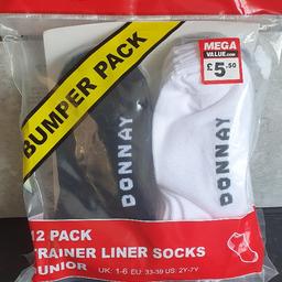 12 pack socks size UK 1-6.
New, in original packaging

le32