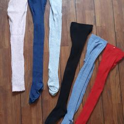 grey, dark blue and pink (footless by H&M) tights for 6-7 years by nutmeg
black, blue and red tights for 7-8 years by  George

check out my other items. I'm happy to combine postage.