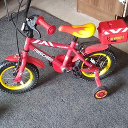 here I have have a child fireman's bike 12 inch wheel from Halfords original price £90 the bike has not been used my boy likes balance bikes so it's still like brand new no offers on £60