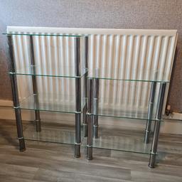 x2 GLASS SHELF UNITS IN EXCELLENT CONDITION PERFECT SELLING BOTH FOR £10 AS I NEED GONE ASAP COLLECTION ONLY