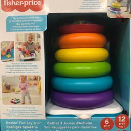 BRAND NEW BOXED AND SEALED

FISHER PRICE ROCKIN FUN TRIO PACK - AGES 6MTHS +

- THE PERFECT PLAYTIME TRIO
- TWIST TAP AND PULL PEGS
- COLOURFUL PULL ALONG BLOCKS
- GIANT STACKING FUN
- IMPROVES BALANCE
- IMPROVES COORDINATION
- BLOCKS TEXTURED WITH NUMBERS
- 1ST WORD OBJECTS AND SHAPES
- TWIST/TAP/PULL PEGS ON BENCH
- GRASP & STACK RINGS