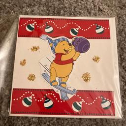 Handmade Pooh Christmas card. Includes envelope. 5 inch square. Blank inside. Listing other handmade cards so happy to combine postage if you contact me before purchasing