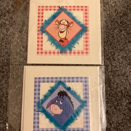 x2 handmade Tigger and Eeyore cards from Winnie the Pooh. Blank inside. Includes envelopes. 5 inch square. Listing other cards so happy to combine postage if you contact me before purchasing