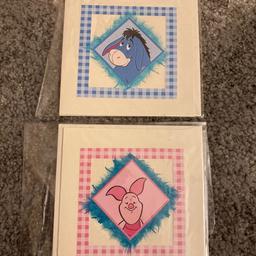 x2 handmade Poglet and Eeyore cards from Winnie the Pooh. Blank inside. Includes envelopes. 5 inch square. Listing other cards so happy to combine postage if you contact me before purchasing