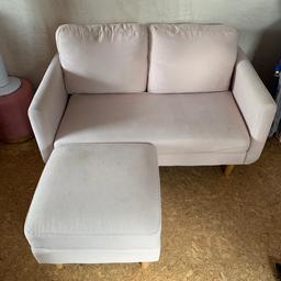 2 seater fabric sofa and foot stool.
Pink.
To be collected.
Retail price: £280