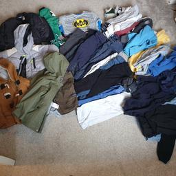 12 t shirts
15 long sleeve tops/jumpers
X13 joggers
X2shorts
X2 jeans
X10 goodies
X2 winter coats
1 rain mac
1 jacket
1 pair of warm pjs

all needs a wash as been stored away but all in good condition.

please no offers as its less than £1 per item!